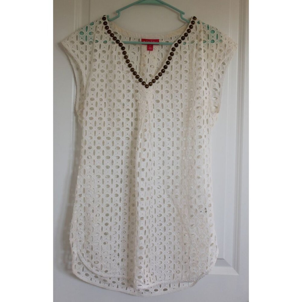 Lilly Pulitzer Eyelet White Swim Tunic S White Coastal Cowgirl Euro Summer Beach